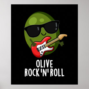 Poster Rocher D'Olive Et Rouleau Funny Rocker Pun D'Olive
