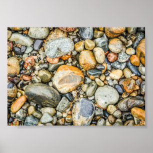 Poster Rochers et galets sur une plage dans le Maine 7 x 