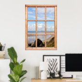 Poster Rochers et vue mer depuis une fenêtre (Bureau à domicile)
