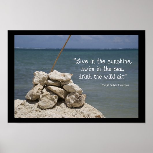 Poster Rochers sur la plage tropicale (Devant)