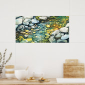 Poster Roches fluviales peinture abstraite aquarelle (Cuisine)