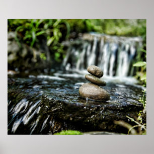 Poster Roches lisses avec la cascade