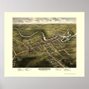 Poster Rochester, carte panoramique de NH - 1877
