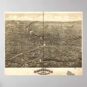 Poster Rochester New York 1879 Antique carte panoramique