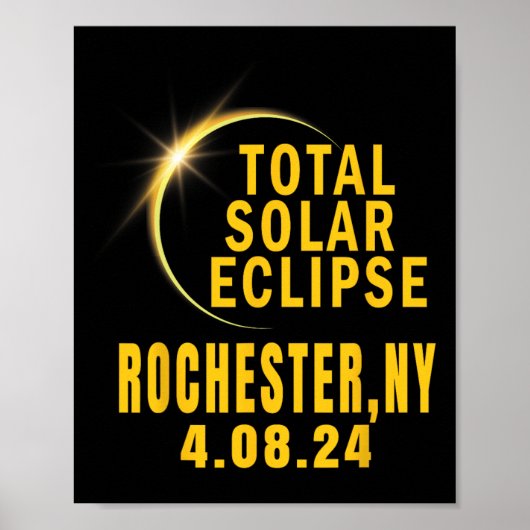 Poster Rochester Ny Solar Eclipse 2024 Total Éclips Solai (Devant)