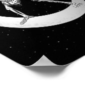 Poster Rock And Roll Skeleton Jouer Guitare Rock Sur Lune (Coin)