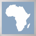 Poster Rock Blue Audacious Afrique<br><div class="desc">Plan de l'Afrique en blanc avec des couleurs contrastées dans la palette "Safari" d'Emporio Moffa inspirée par l'audacieuse aventure et la nature sauvage du continent.</div>