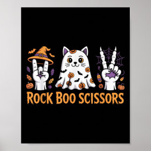 Poster Rock Boo Ciseaux Chat Halloween Chemise Kids Game 