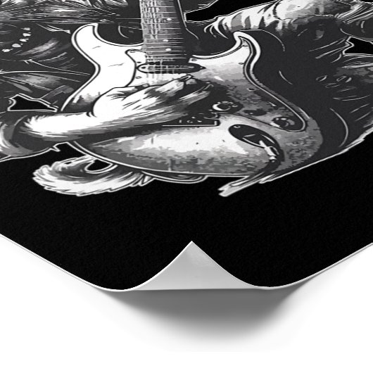 Poster Rock Chat Jouer Guitare Funny Guitare Chat (Coin)