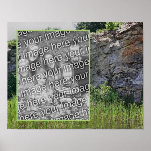 Poster Rock Cliff Cattails Pond Nature Ajouter Votre Phot (Devant)