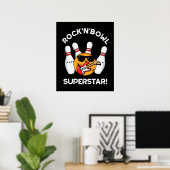 Poster Rock Et Bowl Superstar Funny Bowling Pun Dark BG (Bureau à domicile)
