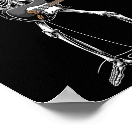 Poster Rock Et Roll De Skeleton Guitariste (Coin)