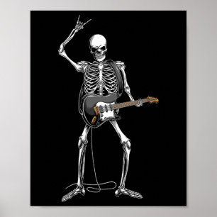 Poster Rock Et Roll De Skeleton Guitariste