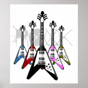 Poster Rock guitares multicolores