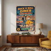 Poster Rock 'n' Roll Diner 1950s Vintage