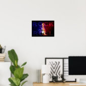 Poster Rock n Roll Fire Flaming Electric Guitar Music (Bureau à domicile)