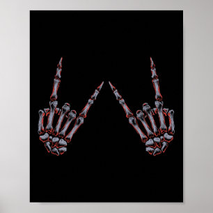 Poster Rock On Rock Et Roll Skeleton Mains - Pour Concert