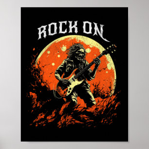 Poster Rock On Skeleton Jouer Guitare Rock Et Roll Hall