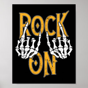 Poster Rock On Skeleton Mains Rock Et Roll Metal Concert