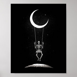Poster Rock On Skeleton Moon Band Tee - shirts - Rock And
