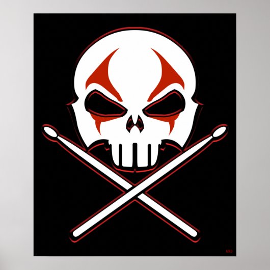 Poster Rock & Roll Poster Drummer en métal lourd S (Devant)