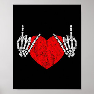 Poster Rock Skeleton Coeur Main Rock Et Rouleau