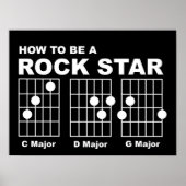 Poster Rock Star Guitar Chords drôle Imprimer l'affiche H (Devant)