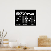 Poster Rock Star Guitar Chords drôle Imprimer l'affiche H (Cuisine)