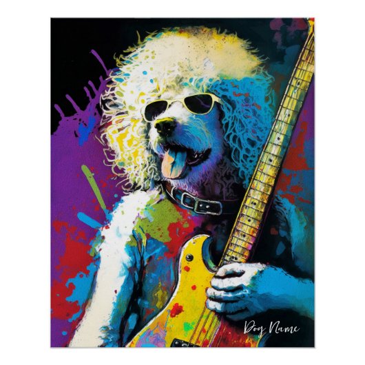 Poster Rock Star Musician - Anime Goldendoodle Dog 008 (Devant)