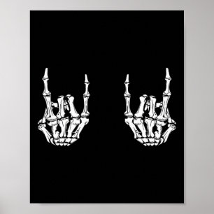 Poster Rock Star Rock Skeleton Hands Rocker Funny Hall