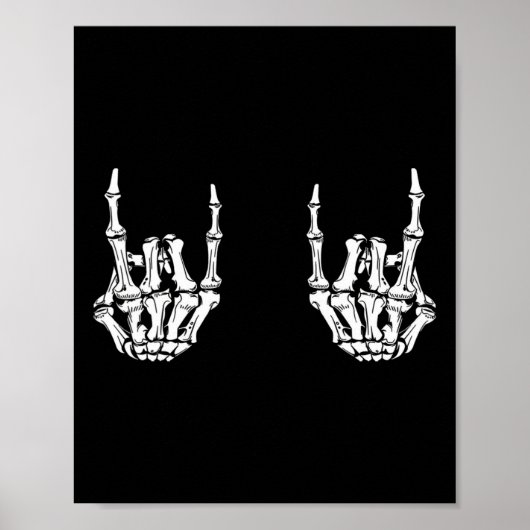Poster Rock Star Rock Skeleton Hands Rocker Funny Hall (Devant)