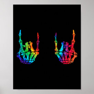 Poster Rock Star Rock Skeleton Hands Rocker Halloween