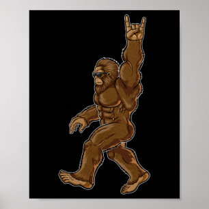 Poster Rock Sur Bigfoot Sasquatch Aime Rock Et Roll Sung