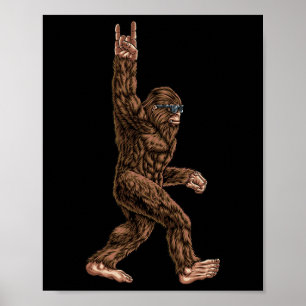 Poster Rock Sur Bigfoot Sasquatch Aime Rock Et Roll Sung