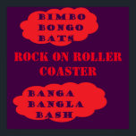 Poster Rock sur Roller dessous de verre pop art rouge vio<br><div class="desc">Logo de message de rock et de roller BIMBO BONGO BATS. ROCK ON ROLLER DESSOUS DE VERRE BANGA BANGLA BASH affiche rouge violet</div>