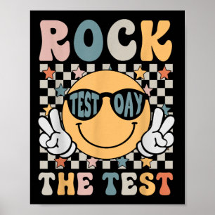 Poster Rock The Test Day Retro Smile Face Teacher