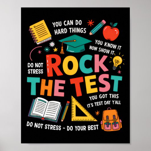 Poster Rock The Test Drôle de journée de test Enseignant (Devant)