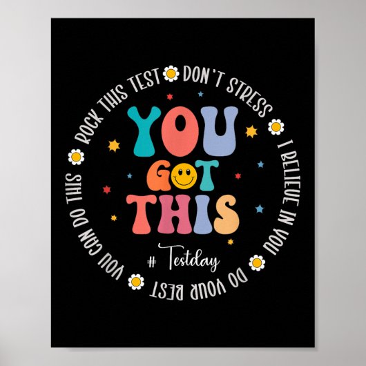 Poster Rock The Test Teacher Test Day Tests Motivationnel (Devant)