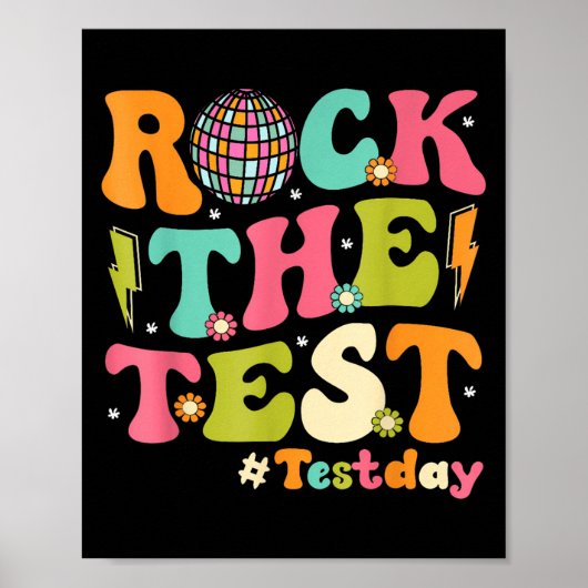 Poster Rock The Test Testing Day Retro Motivational Teach (Devant)