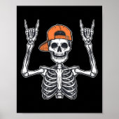 Poster Rocker Skeleton Casquette Halloween Rock Hommes ga (Devant)