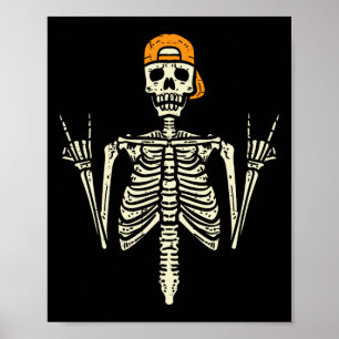 Poster Rocker Skeleton Casquette Skin Cool Halloween Punk