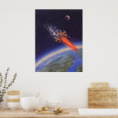Poster Rocket de science-fiction vintage dans l'espace su (Cuisine)