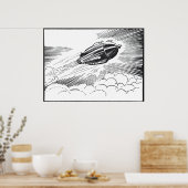 Poster Rocket de vaisseau spatial de science-fiction vint (Cuisine)