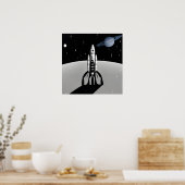 Poster Rocket et Saturne de l'espace rétro (Cuisine)