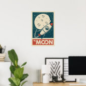 Poster Rocket Moon Retro Galaxy (Bureau à domicile)