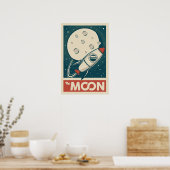 Poster Rocket Moon Retro Galaxy (Cuisine)