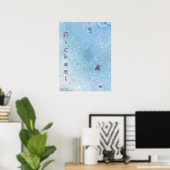 Poster Rocket spatiale vers la Lune avec satellite person (Bureau à domicile)