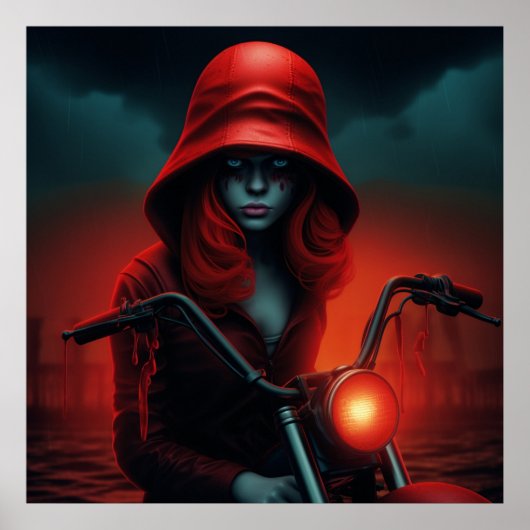 Poster rockeuse aux chapeau rouge (Devant)