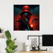 Poster rockeuse aux chapeau rouge (Bureau à domicile)