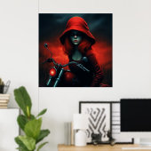 Poster rockeuse aux chapeau rouge (Bureau à domicile)